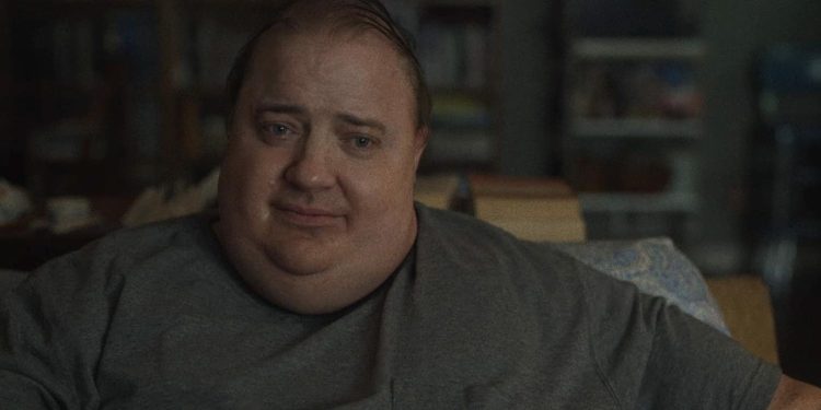 the whale 2022 brendan fraser seated forlorn