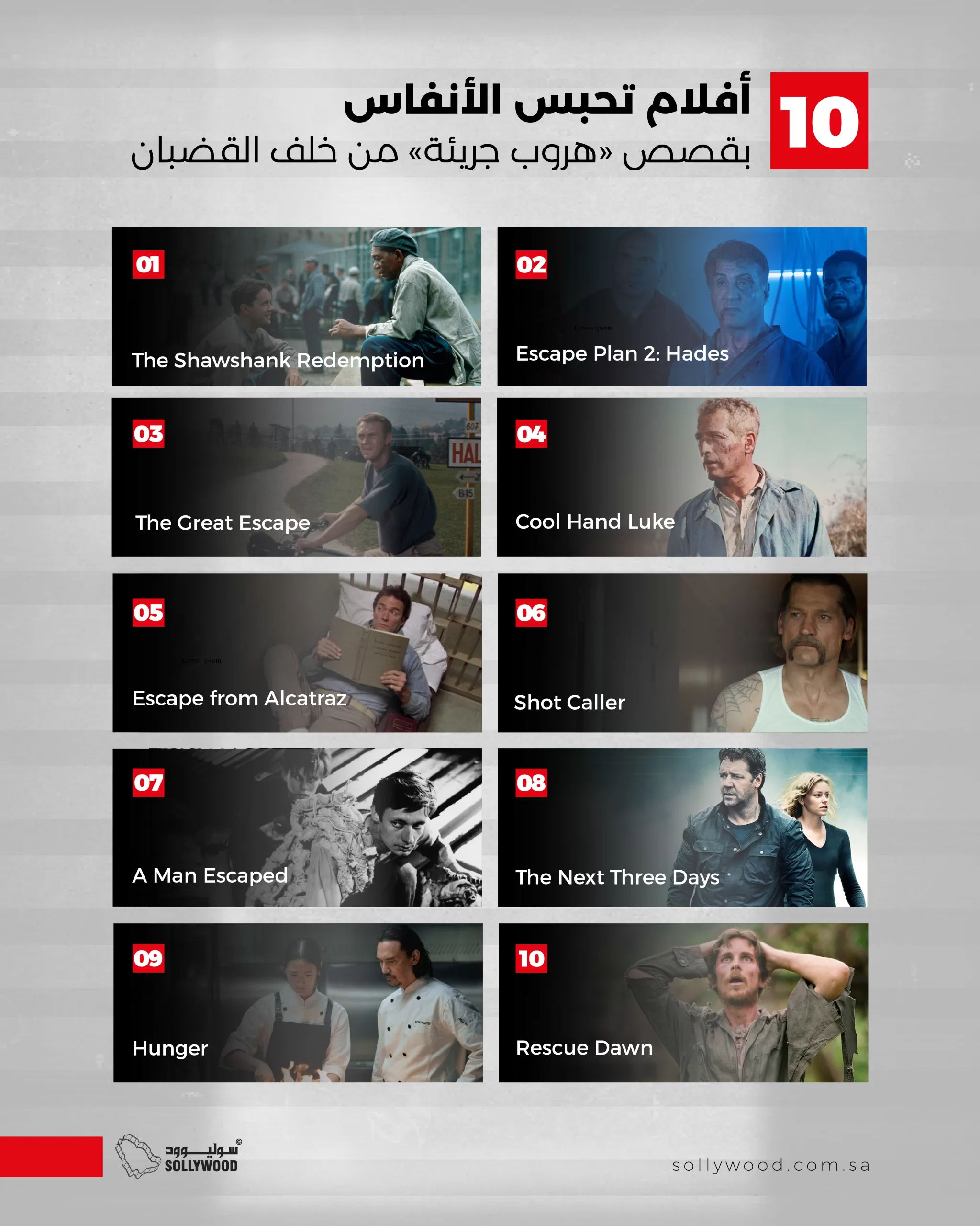 10 أفلام تحبس الأنفاس بقصص «هروب جريئة» من خلف القضبان 10 أفلام تحبس الأنفاس بقصص «هروب جريئة» من خلف القضبان