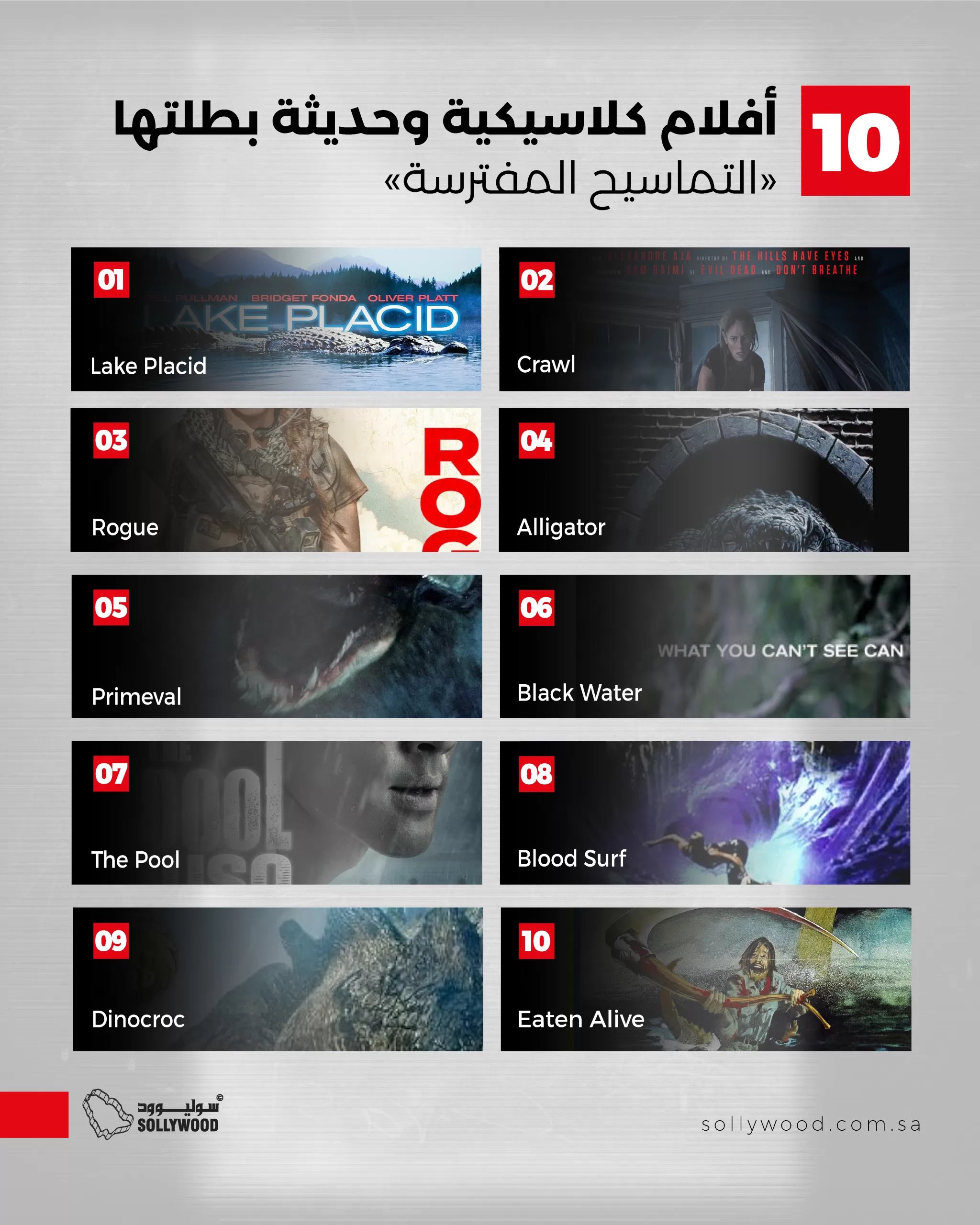 10 أفلام كلاسيكية وحديثة بطلتها «التماسيح المفترسة» 10 أفلام كلاسيكية وحديثة بطلتها «التماسيح المفترسة»