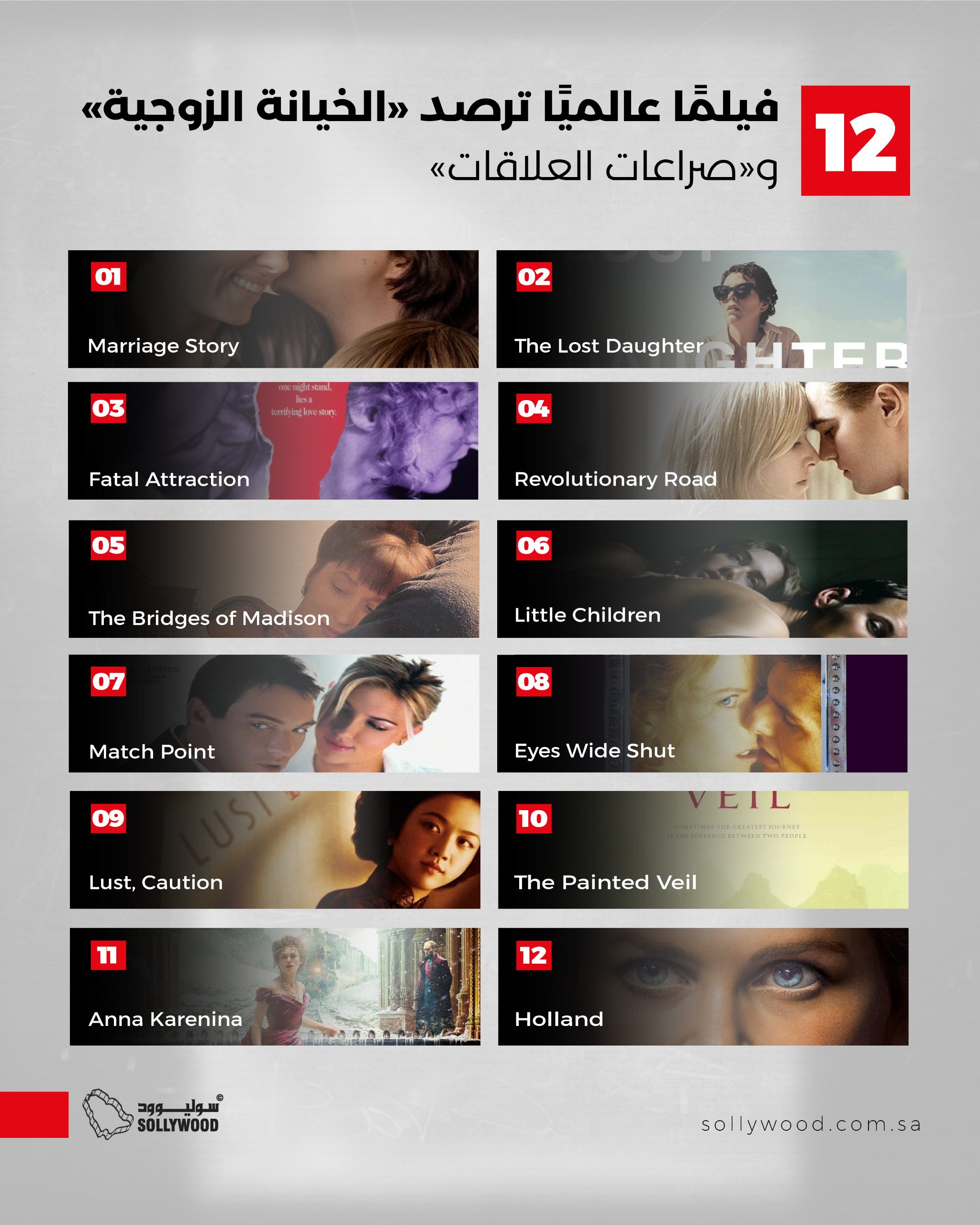 فيلمًا عالميًا ترصد «الخيانة الزوجية» و«صراعات العلاقات» فيلمًا عالميًا ترصد «الخيانة الزوجية» و«صراعات العلاقات»