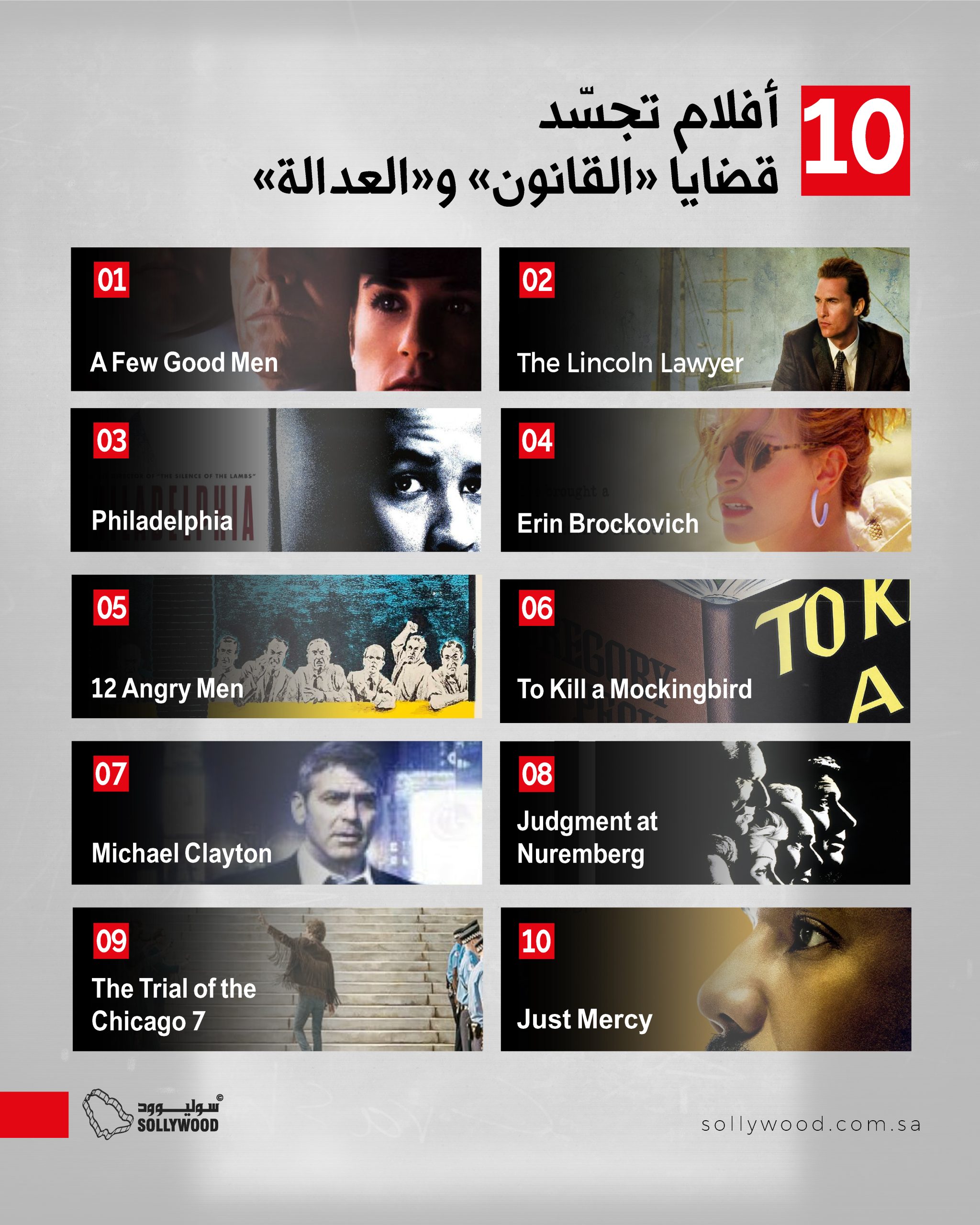 10 أفلام تجسّد قضايا «القانون » و«العدالة» 10 أفلام تجسّد قضايا «القانون » و«العدالة»