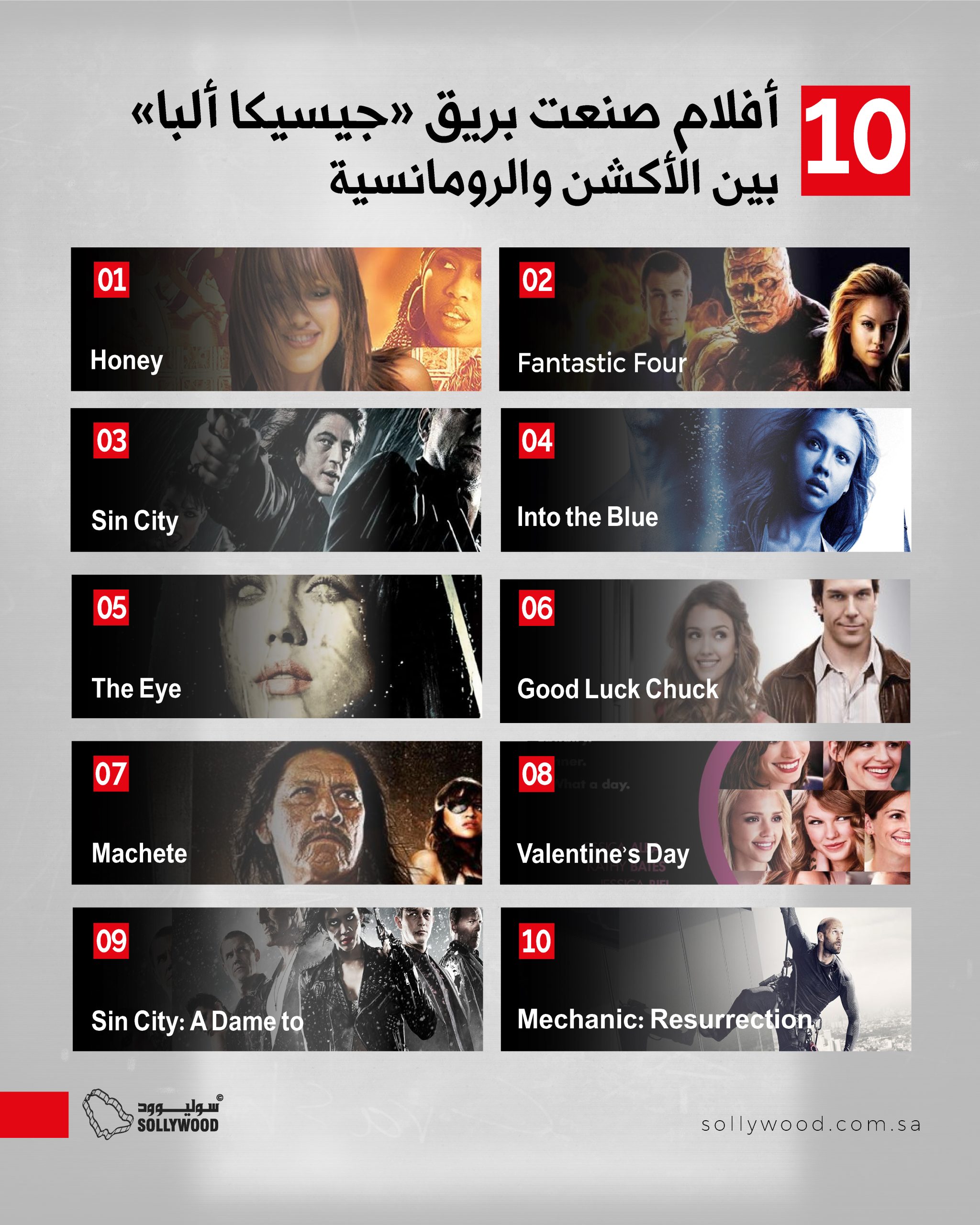 10 أفلام صنعت بريق «جيسيكا ألبا» بين الأكشن والرومانسية 10 أفلام صنعت بريق «جيسيكا ألبا» بين الأكشن والرومانسية